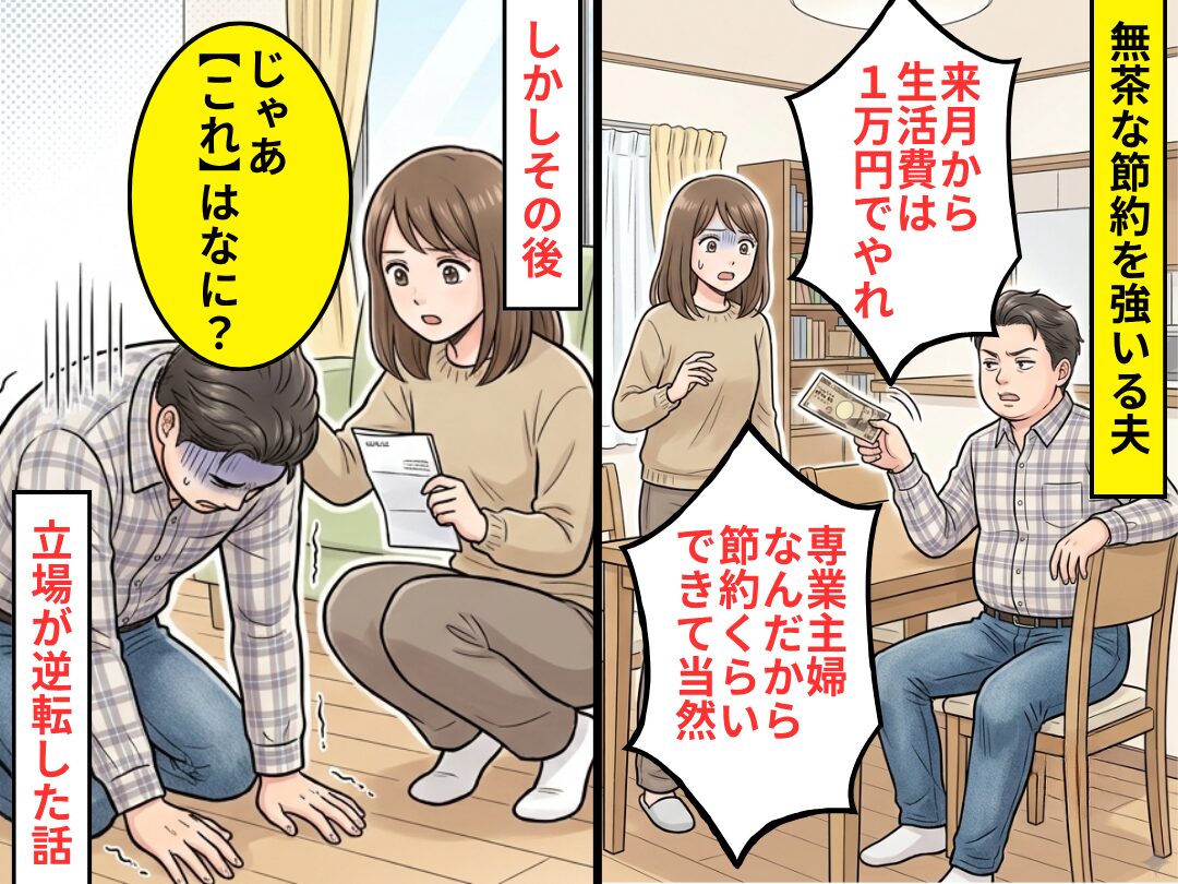 生活費【月1万円】を強要する夫！？しかし⇒夫「専業主婦なんだから節約くらい当然」妻「じゃあ“これ”はなに？」
