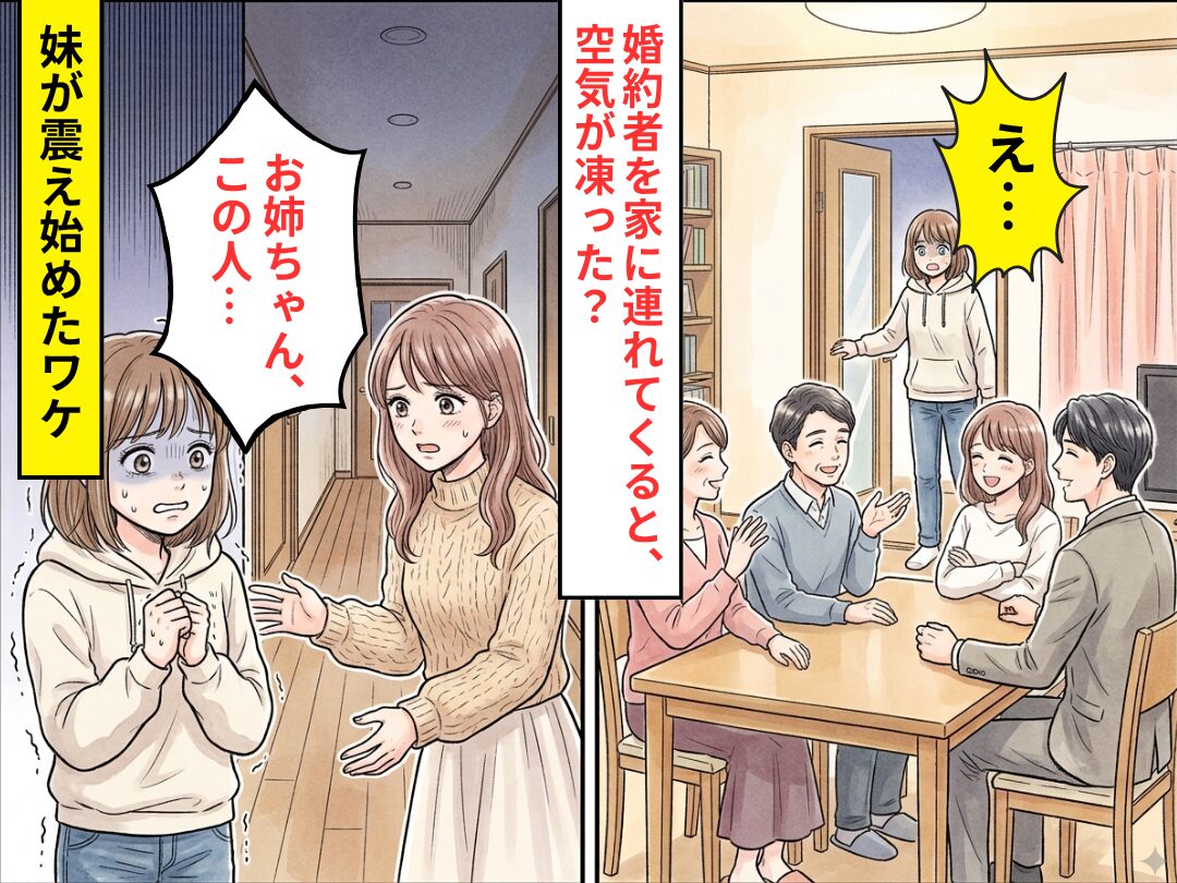婚約者が結婚の挨拶に来ると…「え…」空気が凍った！？直後⇒「お姉ちゃん、この人…」妹が震え始めたワケ
