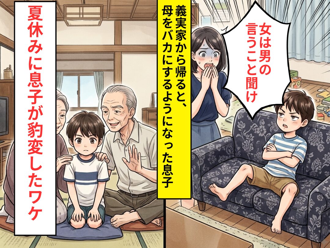 義実家に預けた【小3の息子】が…「女は男の言うことを聞け」母を嘲笑い始めた！？夏休みに息子が豹変したワケ
