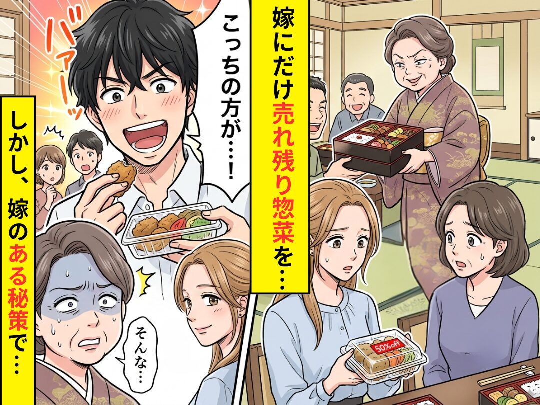 親戚全員に料亭弁当…私だけ“売れ残り惣菜”を渡す義母！？しかし直後⇒夫「こっちの方が…」義母が青ざめたワケ