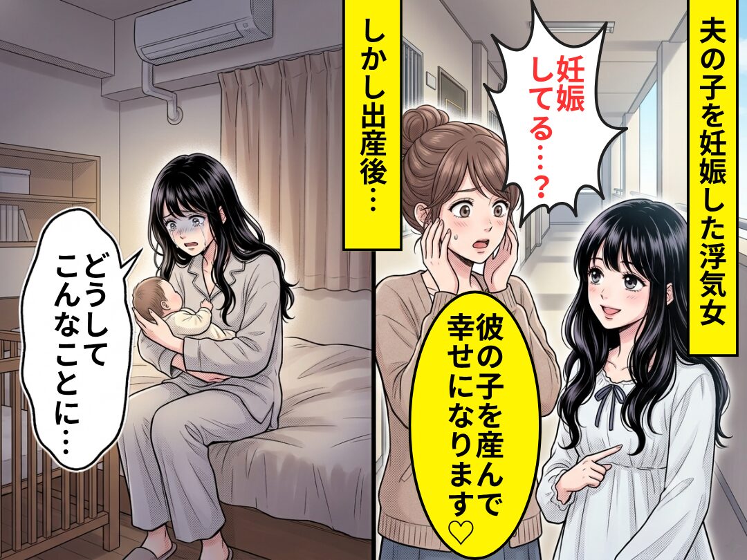 妻「妊娠してる…？」浮気女「彼の子を産んで幸せになります♡」しかし出産後⇒“自分の子”を見て「どうしてこんなことに…」