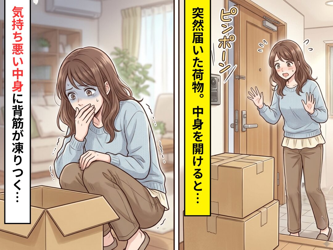 【ピンポーン】突然届いた“段ボール2箱”！？開けた瞬間⇒妻「…は？」気持ち悪い中身に、背筋が凍りついた話