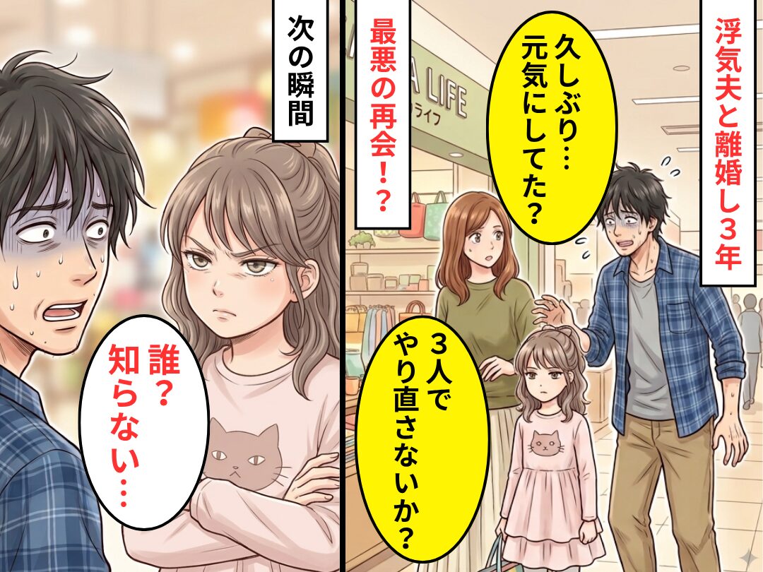 「3人でやり直さないか？」浮気夫と離婚し3年…最悪の再会！？しかし⇒「誰？知らない…」「え！？なんで…？」