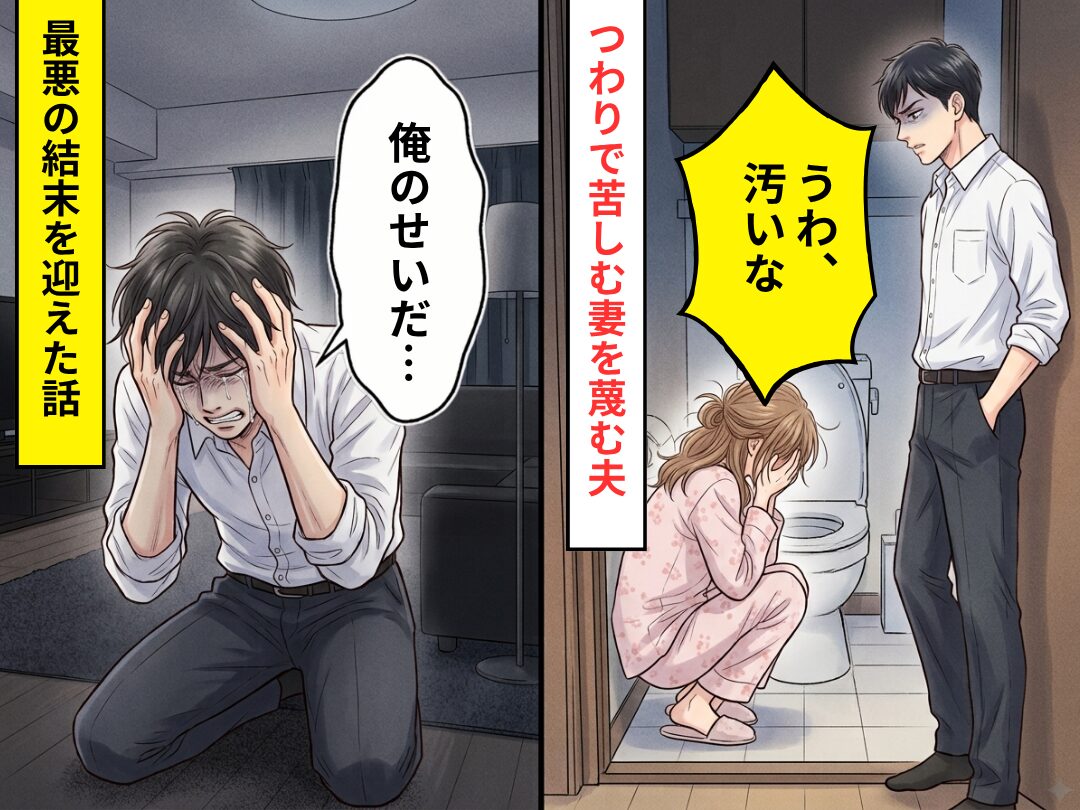 「うわ、汚いな」吐きつわりの妻に暴言を連発した夫！実家まで追ってきて土下座された話