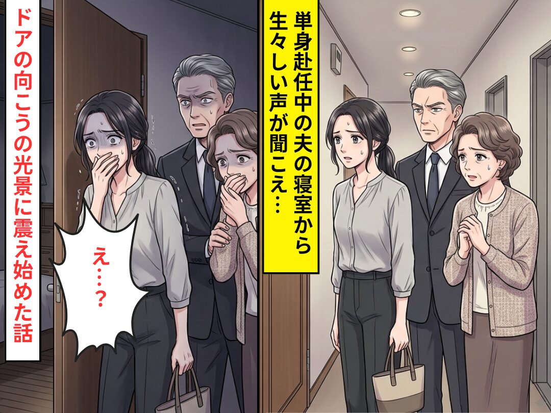 単身赴任中の夫のもとへ行くと…”生々しい声”が聞こえる！？扉の向こうに広がっていた【光景】に震えだした話