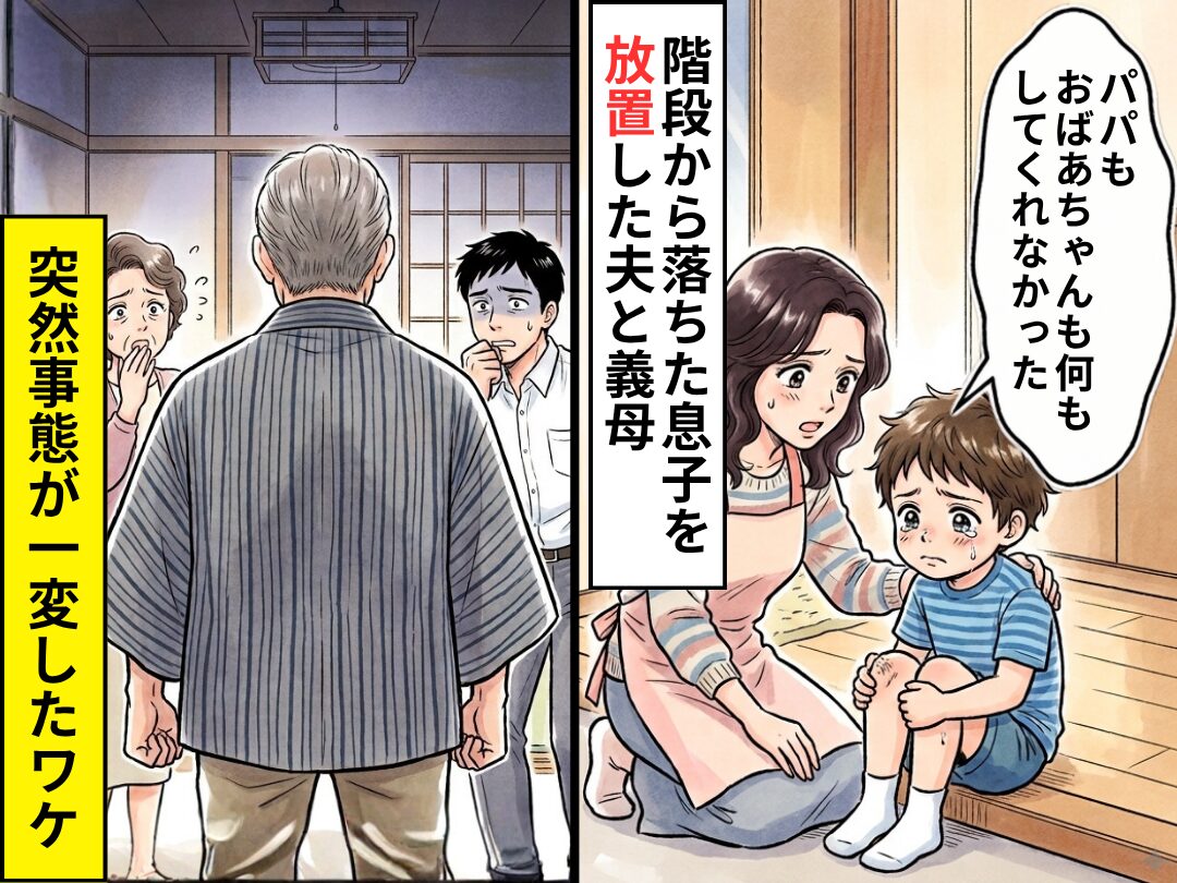 子どもに無関心な夫と義母は…”階段から落ちた息子”を放置！？しかし⇒突然事態が一変したワケ
