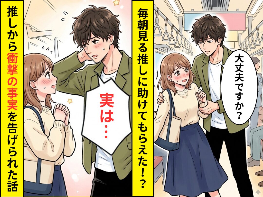 毎朝見る電車内の”推し”に…助けてもらった！？しかし後日⇒「実は…」男性から衝撃の【事実】が明かされた話