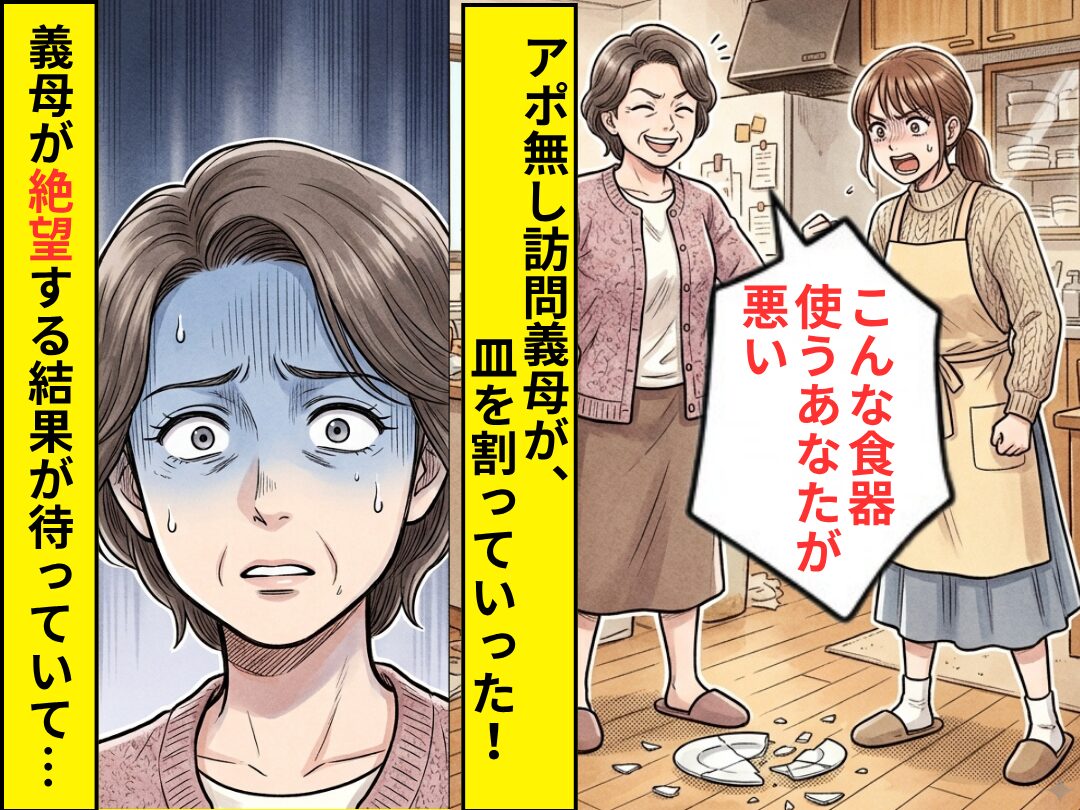 義母がアポ無し訪問をし…”高級な皿”を割っていった！？数日後⇒義母が絶望する結果が待っていた話