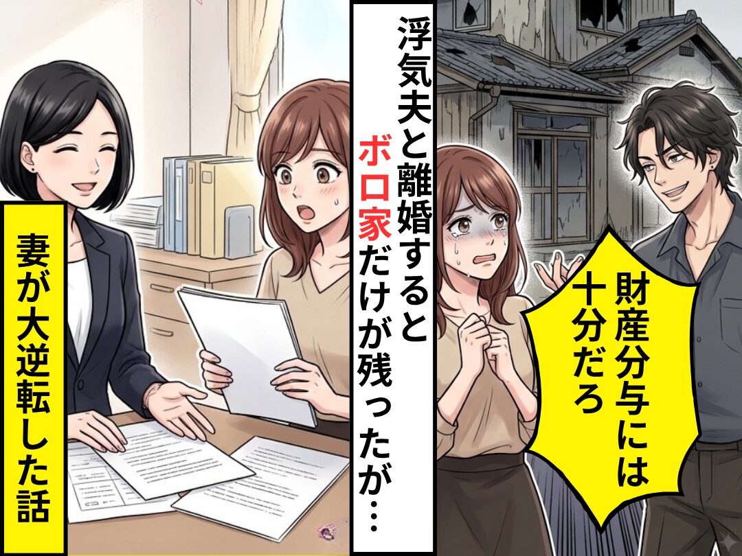 浮気夫と離婚すると…「財産分与には十分」ボロ家だけ手元に！？しかしその後⇒【大逆転】の展開が待っていた話