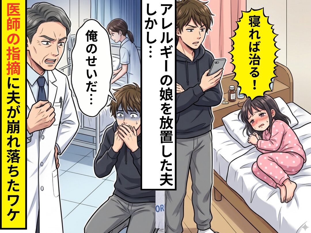 「寝れば治る！」アレルギーの娘を放置した夫！？しかし⇒医師の指摘に「俺のせいだ…」夫が崩れ落ちたワケ
