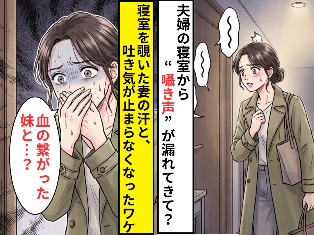 夫婦の寝室から“囁き声”が漏れてきて？⇒「血の繋がった妹と…？」妻の汗と、吐き気が止まらなくなったワケ