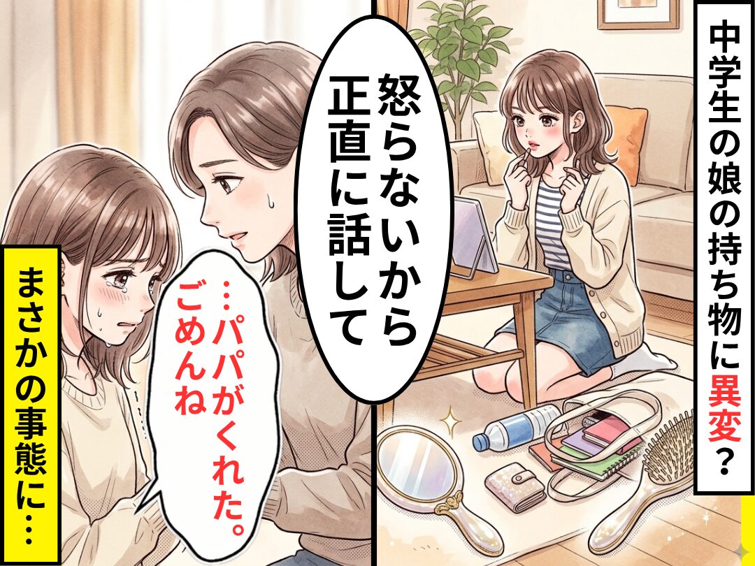 中学生の娘の【持ち物】に異変…「怒らないから正直に話して」「…“パパ”がくれた。ごめんね」まさかの事態に！？