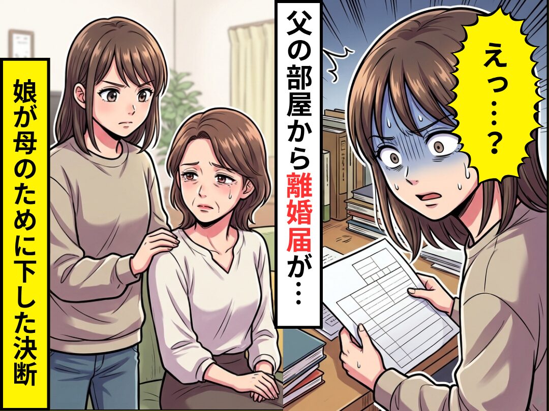 モラハラ父の部屋から…「えっ…？」離婚届が出てきた！？震える母を見て⇒娘が下した決断