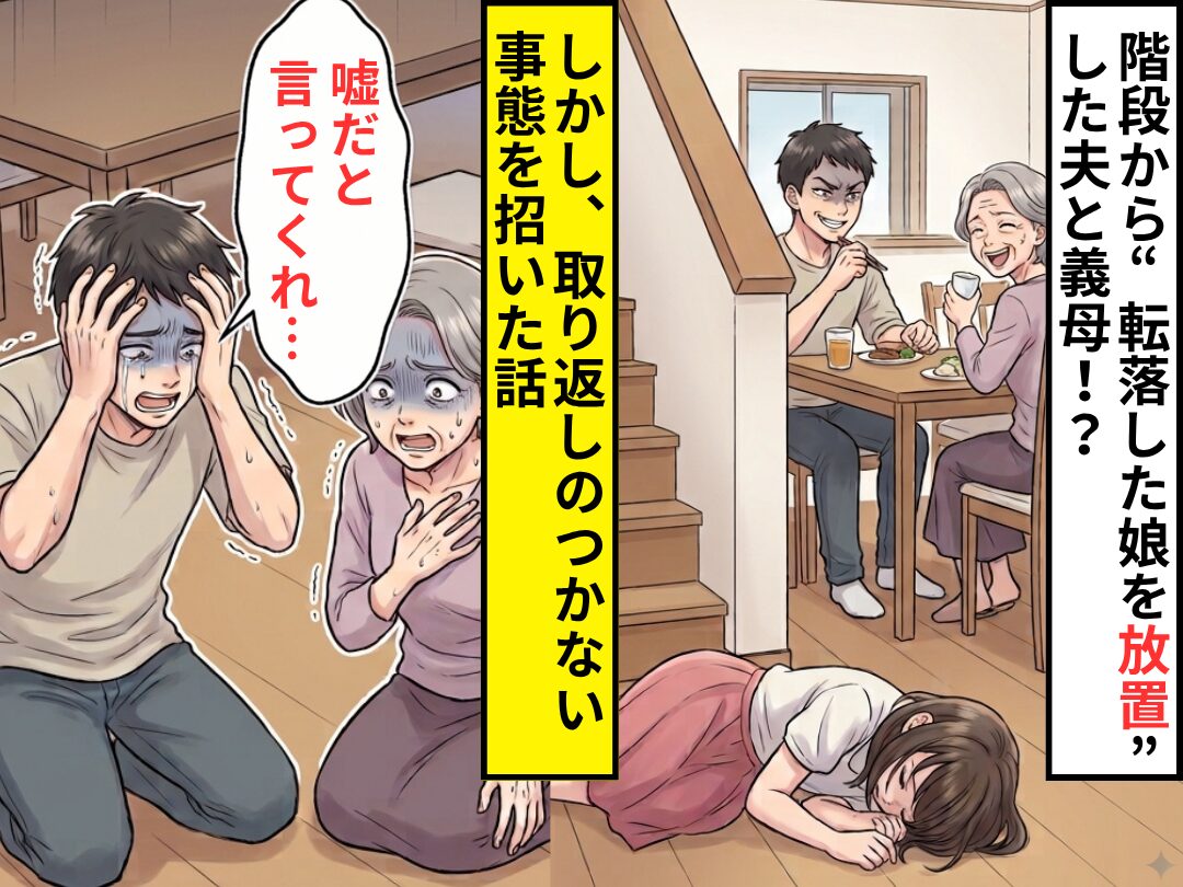 階段から“転落した娘を放置”した夫と義母！？しかし⇒夫「嘘だと言ってくれ…」取り返しのつかない事態を招いた話