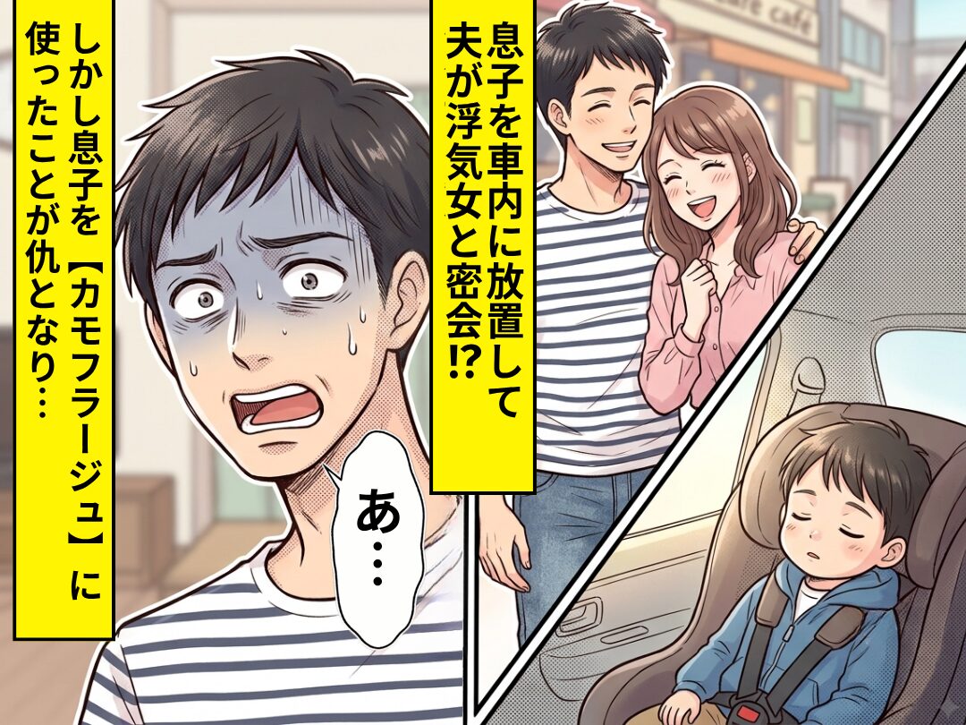 息子を車内に放置して、夫が浮気女と密会！？しかし⇒息子を“カモフラージュ”に使ったことが仇となり…夫「あ…」