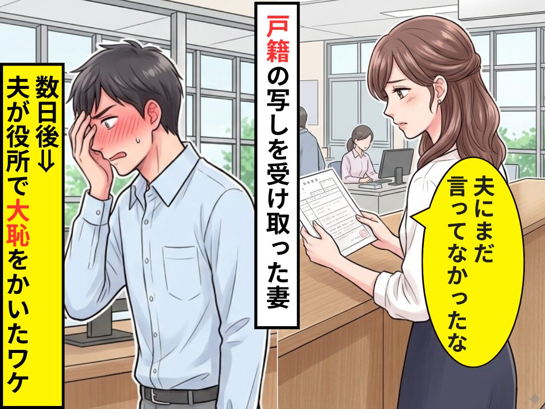 戸籍の写しを受け取った妻「夫にまだ言ってなかったな」数日後⇒“夫が”役所で大恥をかいたワケ