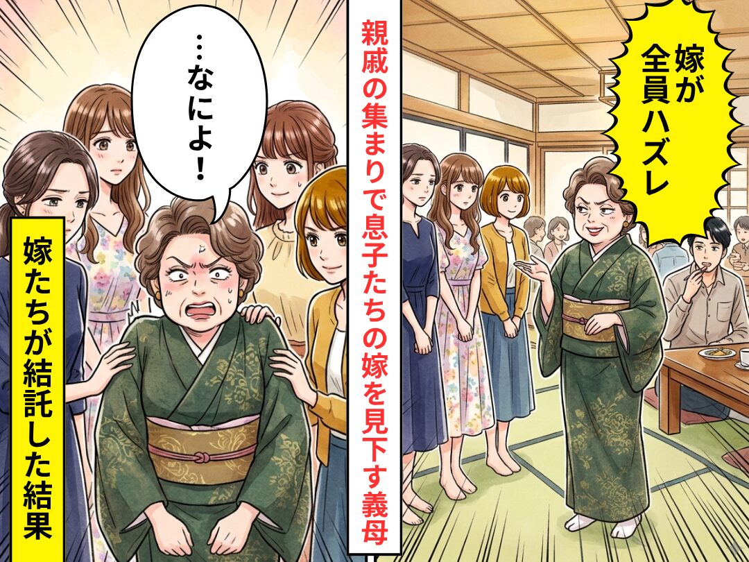 親戚の集まりで…「嫁が全員ハズレ」息子たちの嫁を見下す義母。だが⇒嫁たちが結束した結果…「なによ！」