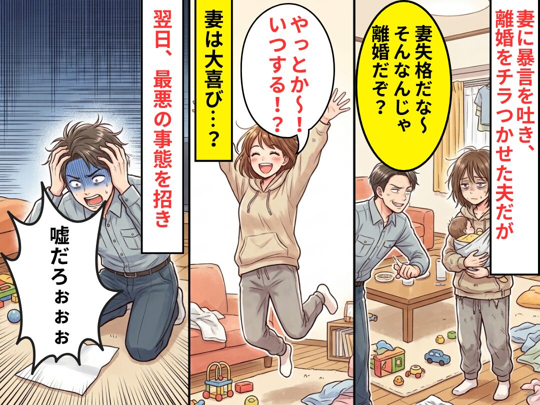 夫「妻失格だな～これじゃ離婚だぞ？」しかし「やっと！？いつする？」妻は大喜び！？翌日⇒最悪の事態に「嘘だろぉぉぉ」