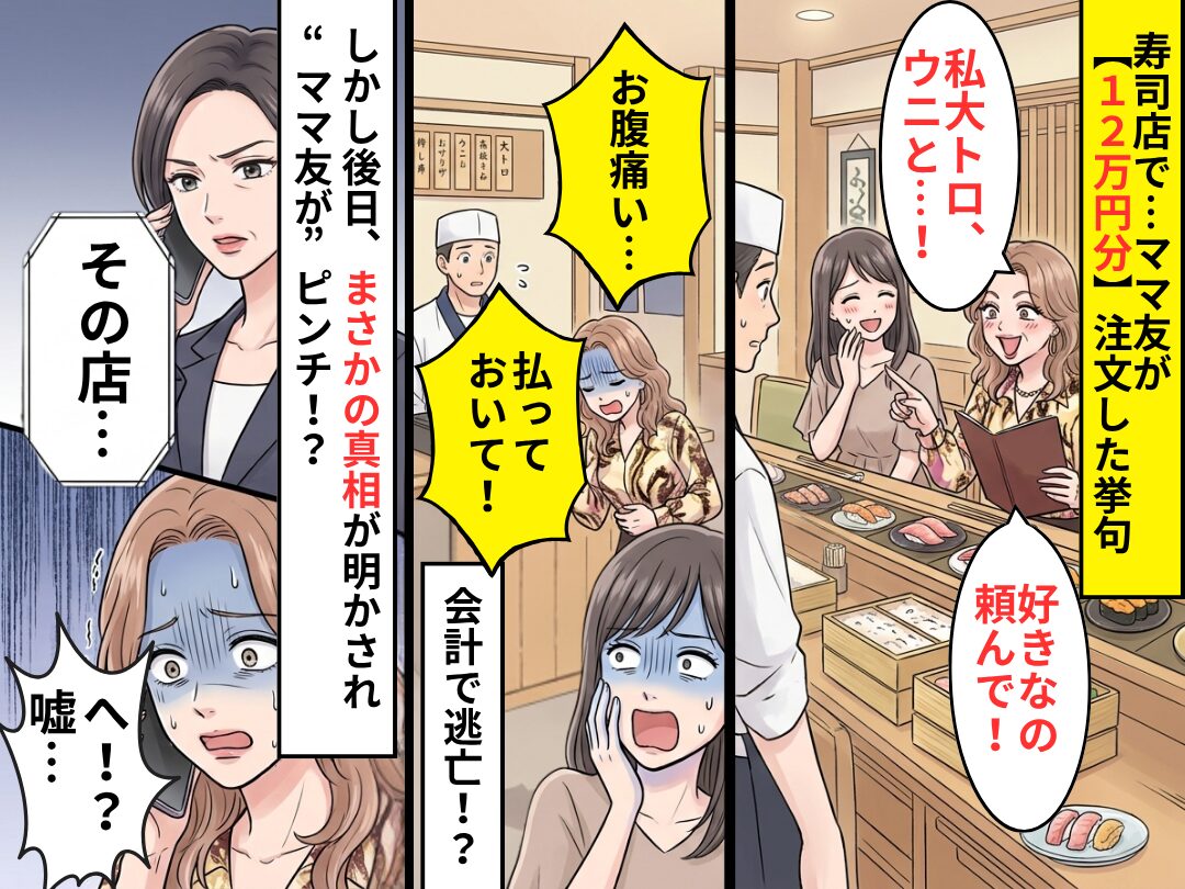 ママ友が【12万円分】注文した挙句「お腹痛い…」会計で逃亡。しかし後日⇒まさかの真相に「へ！？」ママ友がピンチ！？