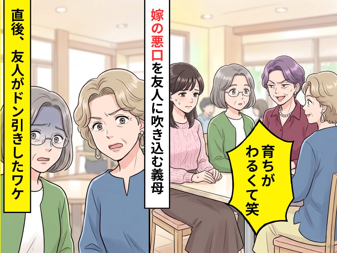 「育ちが悪くて笑」嫁の悪口を友人に吹き込む義母。しかし直後→友人たちがドン引きしたワケ