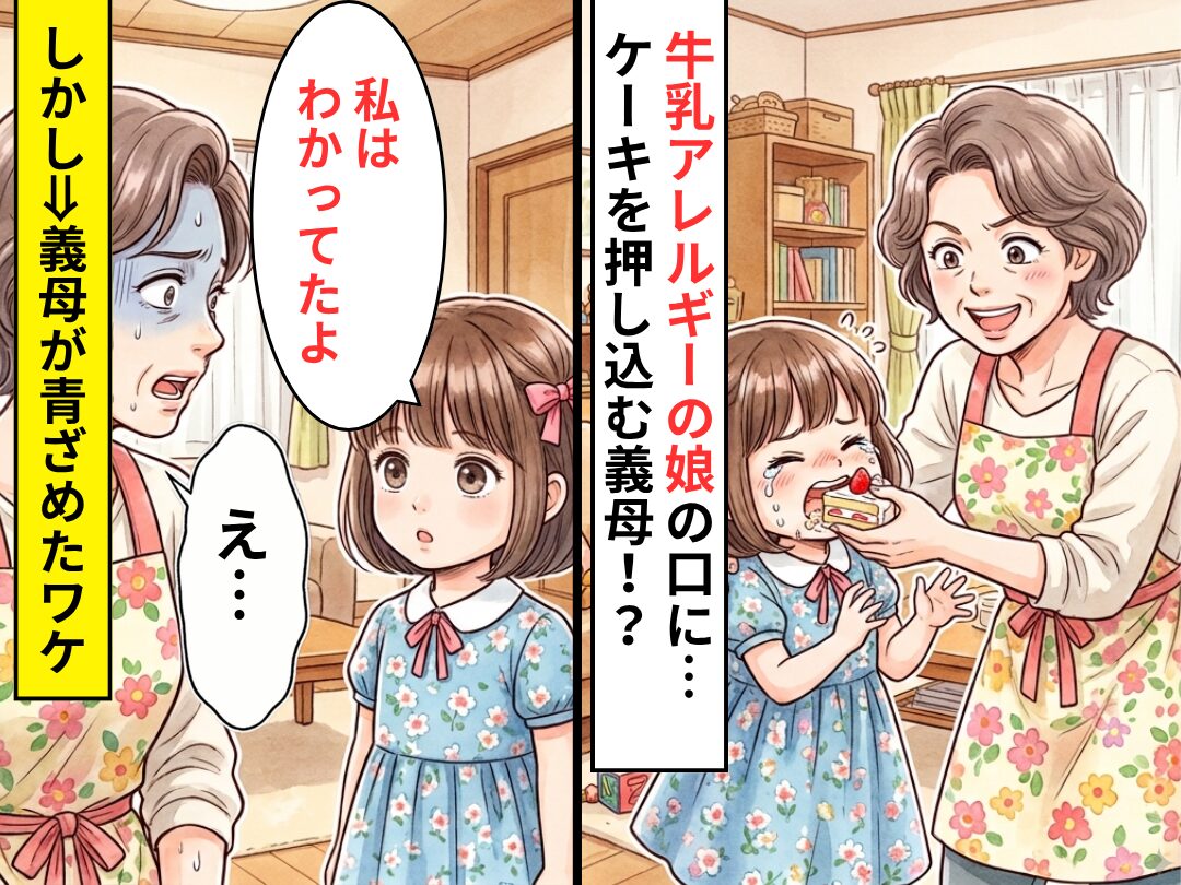 牛乳アレルギーの娘の口に…“ケーキ”を押し込む義母！？しかし⇒「私はわかってたよ」娘の一言に「え…」