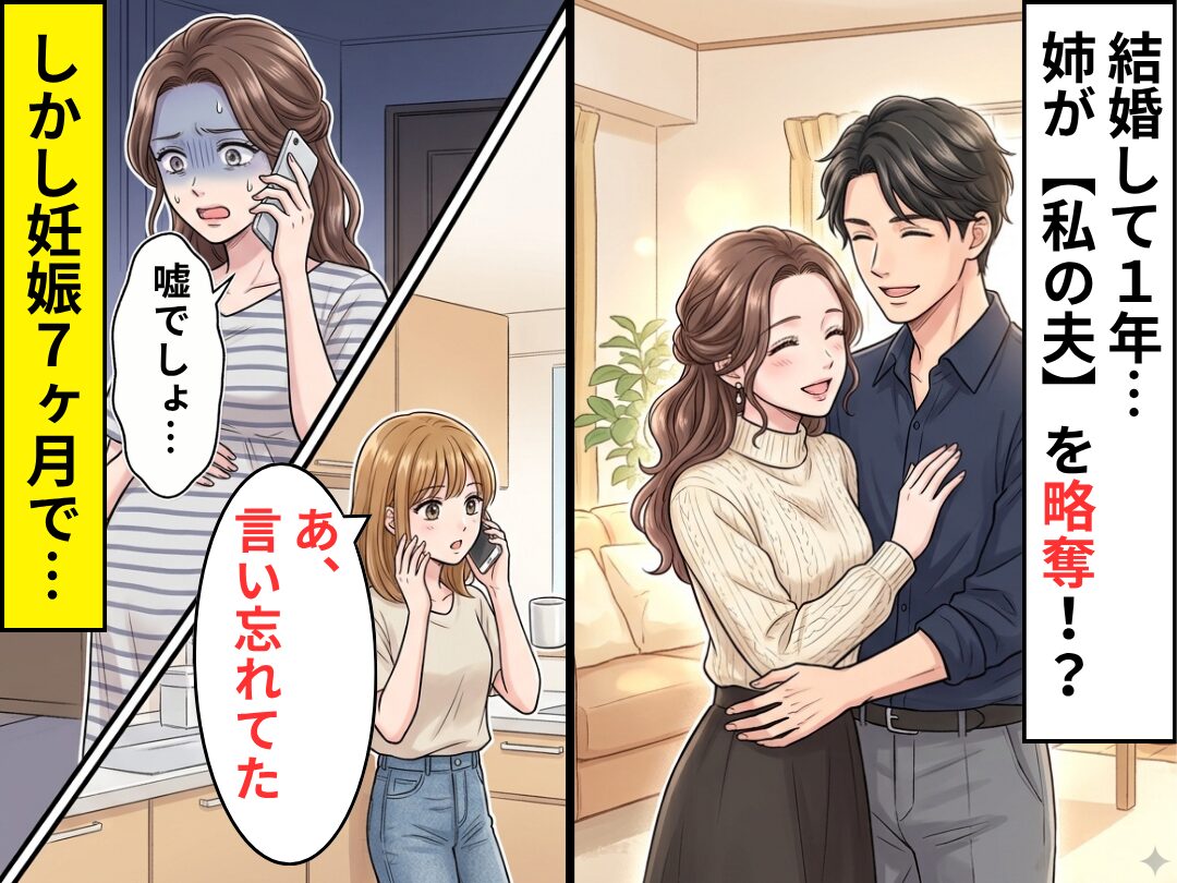 結婚して1年…姉が“私の夫”を略奪！？しかし妊娠7ヶ月で⇒私「あ、言い忘れてた」姉「嘘でしょ…」