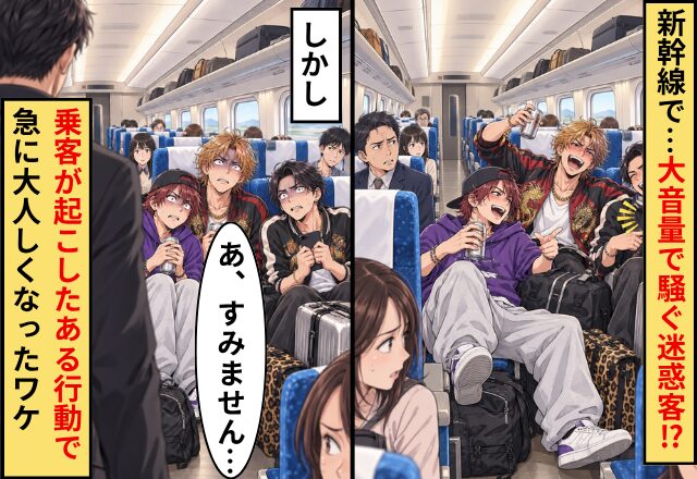 新幹線で…大音量で騒ぐ迷惑客？！しかし⇒乗客が起こした“ある行動”に「あ、すみません…」急に大人しくなったワケ