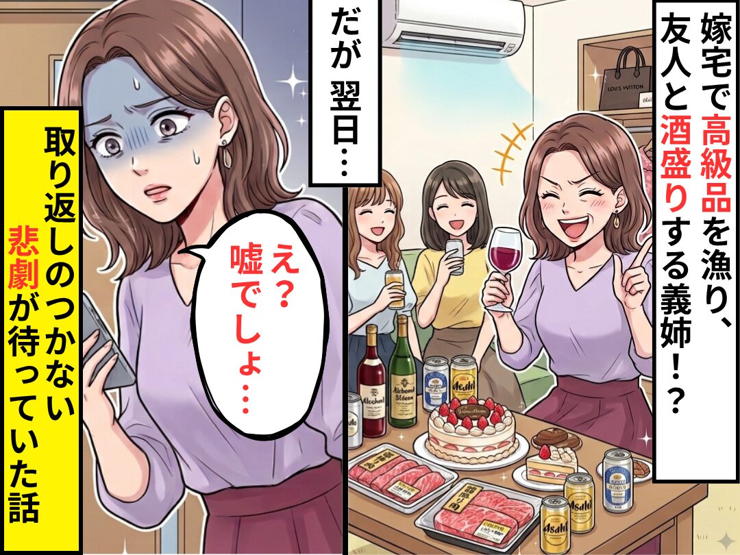 留守中の我が家で高級品を漁り、酒盛りする義姉！？しかし翌日⇒取り返しのつかない事態に「嘘でしょ…」