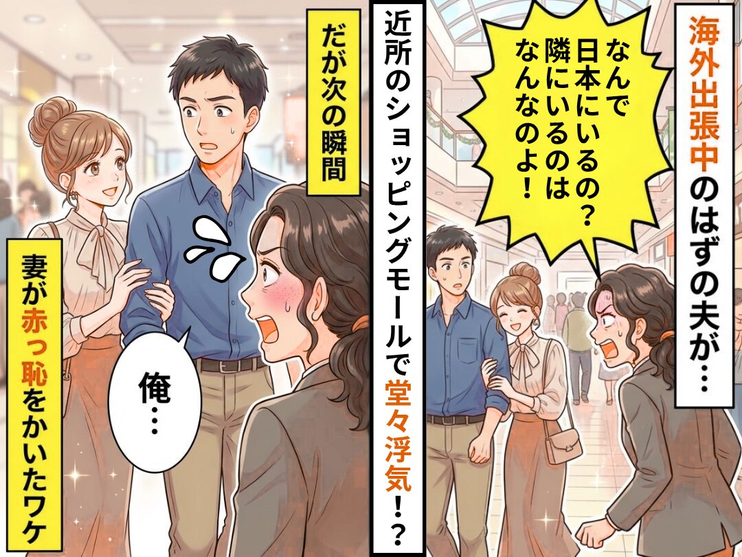海外出張中のはずの夫が…近所で堂々浮気！？だが次の瞬間「俺…」⇒赤っ恥をかいたのは、妻だったワケ