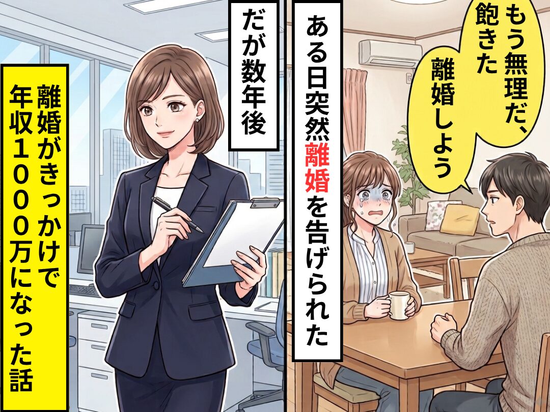 夫「もう無理だ、飽きた」突然離婚を告げられた！？しかし数年後⇒離婚がきっかけで妻の年収が【1000万円】になった話