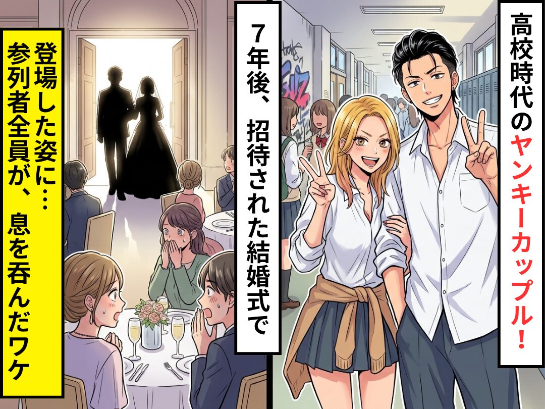 社会に出て打ちのめされた、高校時代のヤンキーカップル！7年後⇒結婚式で登場した姿に…参列者全員が息を呑んだワケ！？