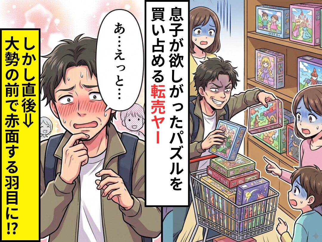 息子が欲しがった“パズル”を、買い占める転売ヤー！？しかし直後⇒「あ…えっと…」大勢の前で赤面する羽目に！？