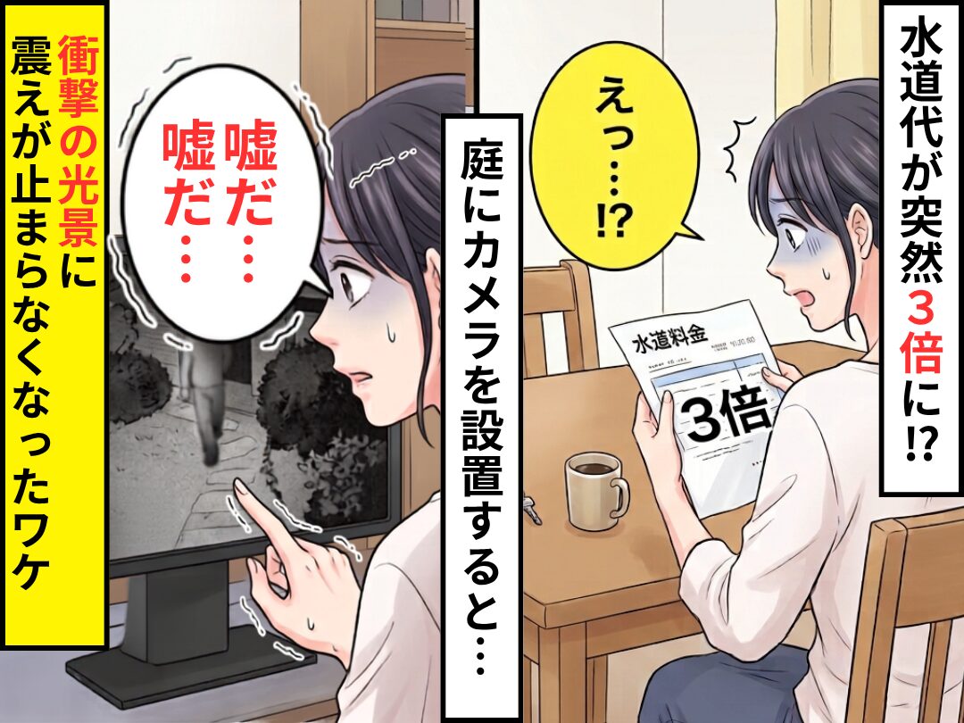 水道代が【3倍】になり原因を探す妻。翌日⇒庭のカメラに映った“衝撃の光景”に「嘘だ…嘘だ…」震えが止まらなくなったワケ
