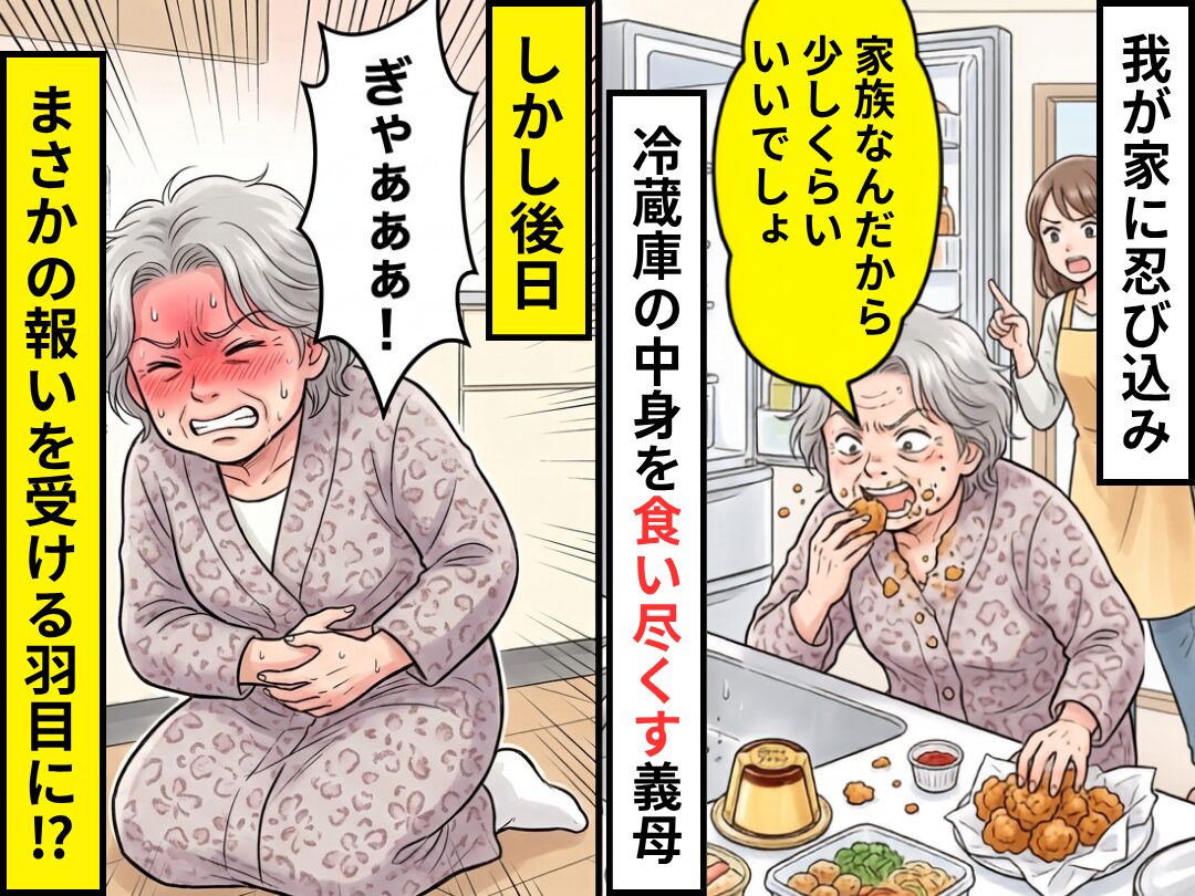 我が家に忍び込み【冷蔵庫の中身】を食い尽くす義母！しかし⇒「ぎゃぁぁぁ！」まさかの報いを受ける羽目に！？