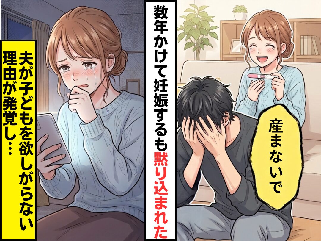 数年かけてやっと妊娠するも…夫「産まないで」そのまま黙り込んだ！？しかし⇒子どもを欲しがらない【理由】が発覚した話