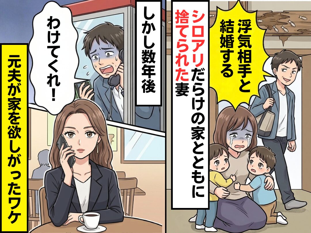 「浮気相手と結婚する」シロアリだらけのボロ屋と共に捨てられた！？しかし数年後⇒「わけてくれ！」元夫が家を欲しがったワケ