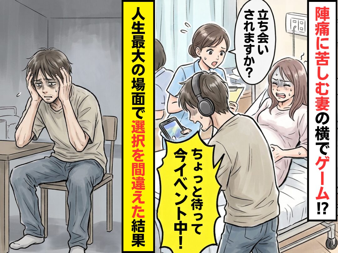 看護師「立ち会いされますか？」ゲーム中の夫「待って今イベント中！」⇒人生最大の場面で選択を間違えた【結果】