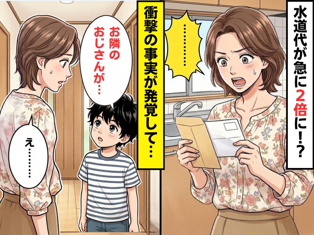 水道代が急に2倍に！？しかし⇒息子「お隣のおじさんがね…」母「え…？」驚きの事実が発覚した話