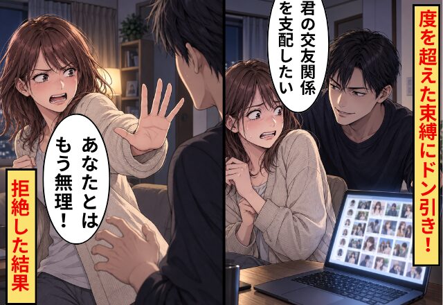 彼氏「君の交友関係を支配したい」度を超えた束縛にドン引き！⇒私「この人とは絶対無理！」拒絶した結果