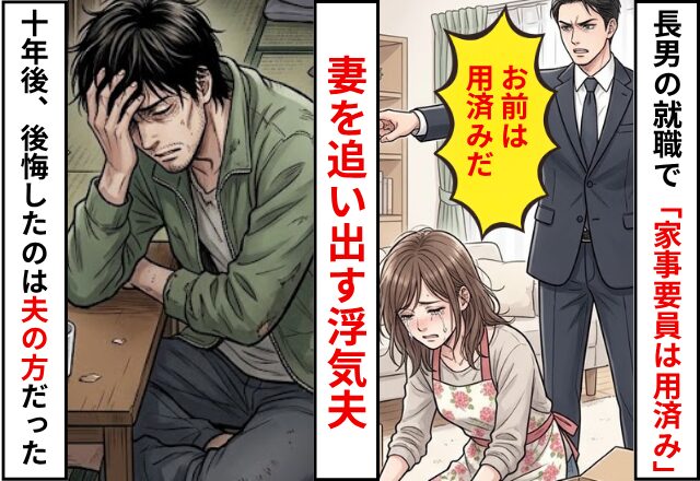 長男の就職と同時に「家事要員は用済み」妻を追い出す浮気夫！だが10年後⇒後悔したのは“夫の方”だったワケ