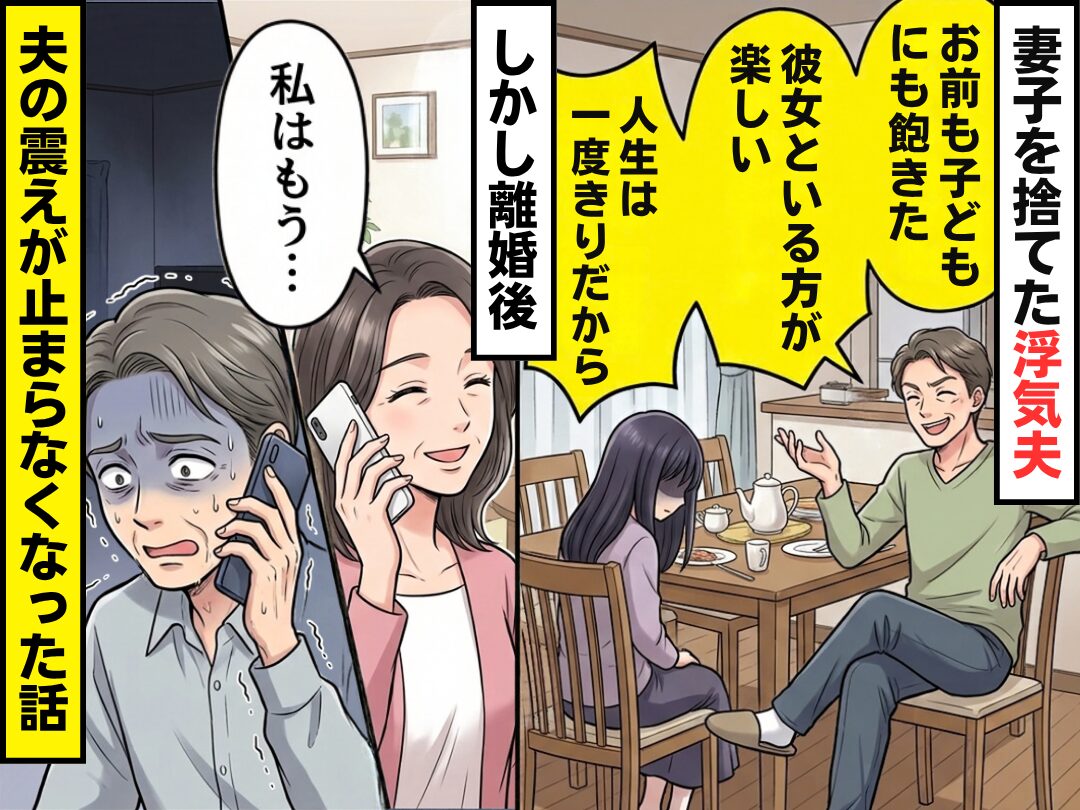 妻子を『飽きた』と捨てた浮気夫！しかし離婚後「私はもう…」⇒妻の一言に、夫の震えが止まらない！？