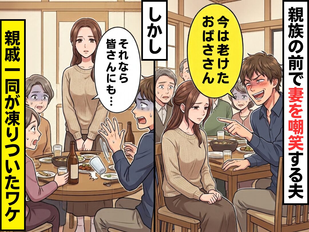 「今は老けたおばさん」親族の前で妻を嘲笑する夫！？しかし⇒妻「それなら皆さんにも…」直後、親戚一同が凍りついたワケ