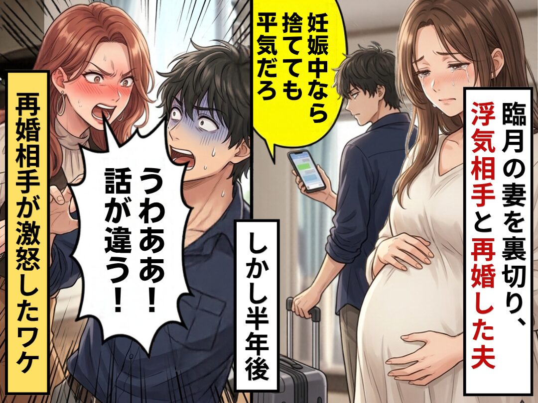 「妊娠中なら捨てても平気だろ」臨月の妻を裏切り、浮気相手と再婚した夫。しかし半年後⇒「うわああ！話が違う！」