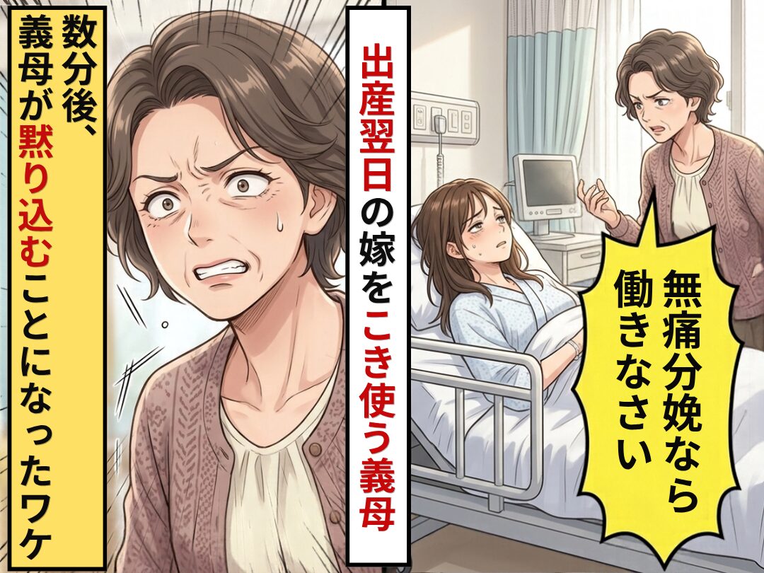 「無痛分娩なら働きなさい」出産翌日の嫁を使おうとする義母。しかし数分後⇒義母が黙り込むことになったワケ
