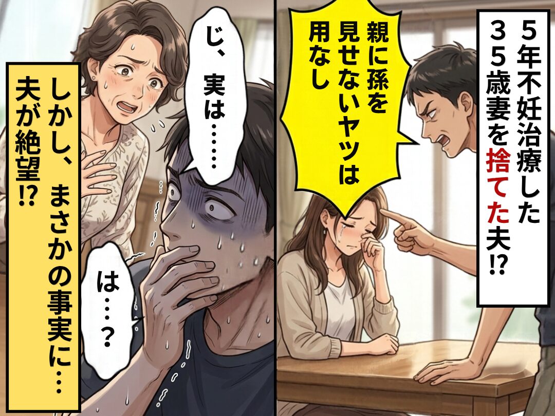 「孫を見せられない妻は用なし」不妊の35歳妻を、捨てた夫。しかし⇒義母「じ、実は…」まさかの事実に、夫「は…？」
