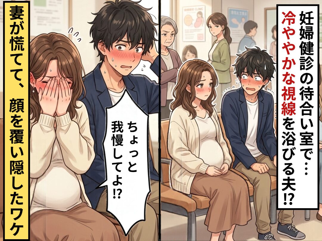 妊婦健診の待合室で…冷ややかな視線を浴びる夫？⇒「ちょっと我慢してよ！？」妻が慌てて、顔を覆い隠したワケ