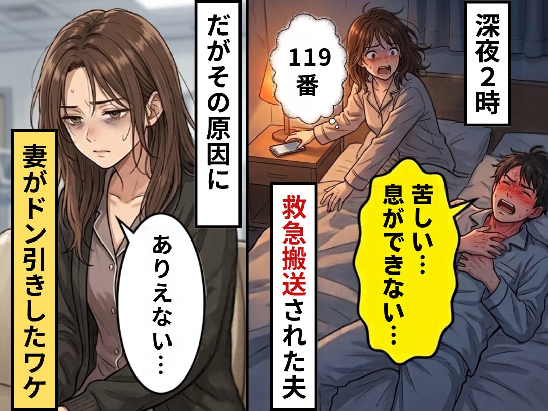 深夜2時「助けて…息が…」救急搬送された夫！だが【その原因】に⇒「ありえない…」妻がドン引きしたワケ