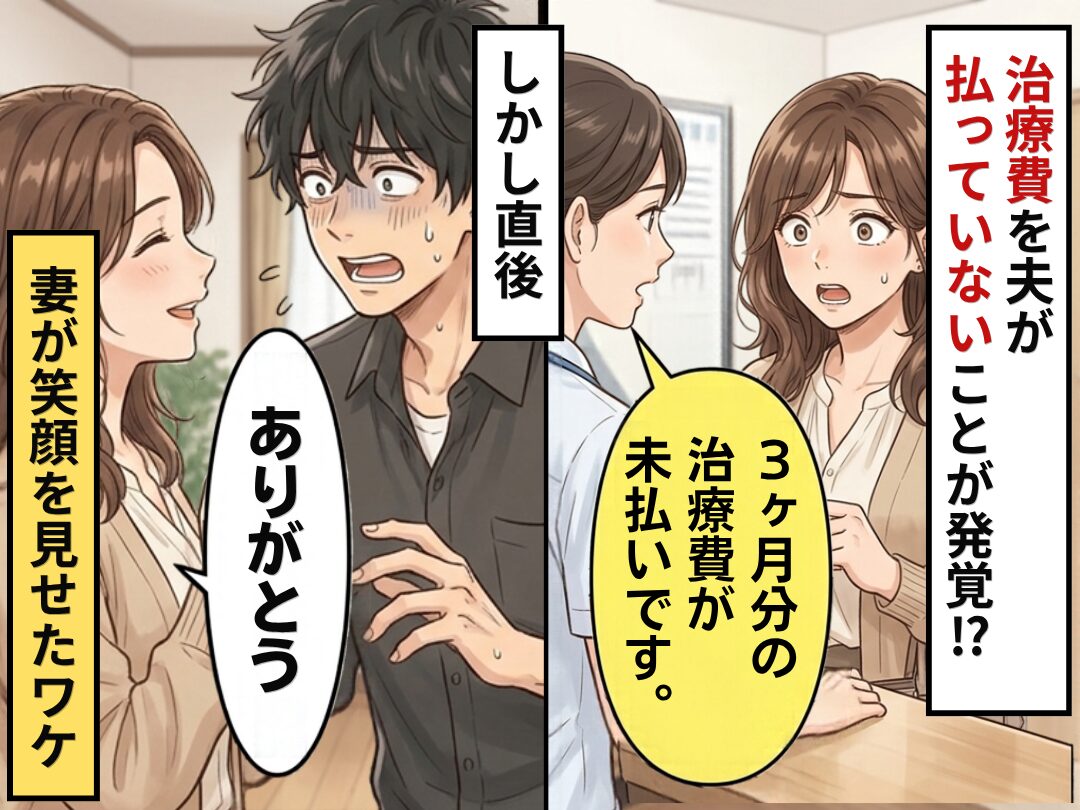 半年間の通院中に…「3ヶ月分の治療費が未払いです」夫の払い忘れが発覚！？しかし⇒「ありがとう」妻が笑顔を見せたワケ