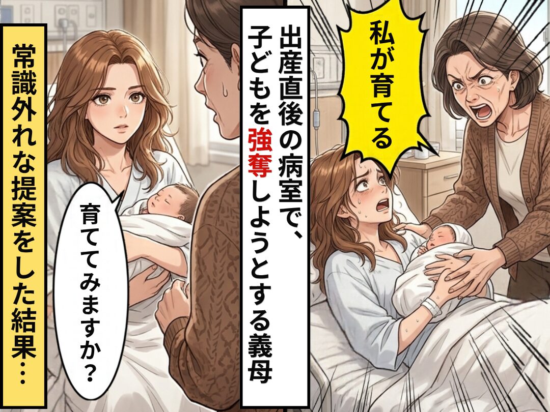 出産直後の病室で…義母「私が育てる」子どもを強奪！？しかし⇒「育ててみますか？」嫁から常識外れな【提案】をした結果