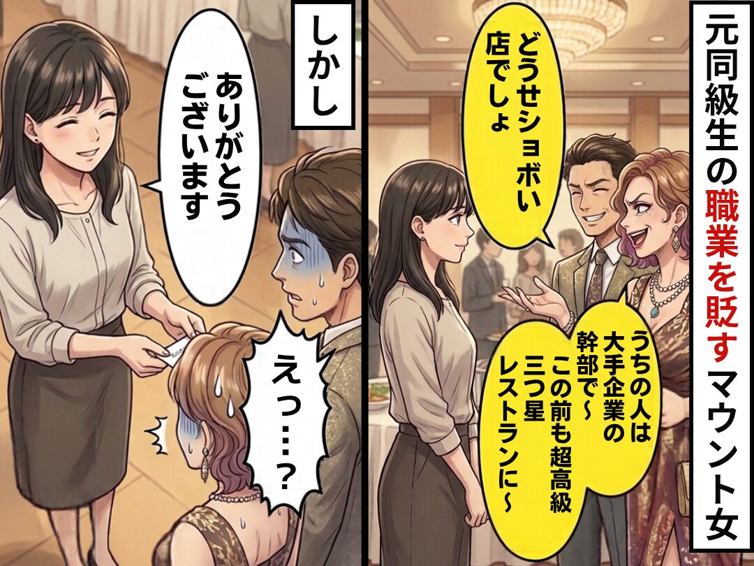 「どうせショボい店でしょ」元同級生の職業を貶すマウント女！しかし⇒「ありがとうございます」「え…？」